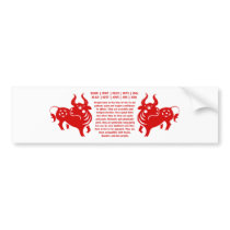 CHINESE ZODIAC OX PAPERCUT ILLUSTRATION BUMPER STICKER