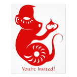 CHINESE ZODIAC PAPERCUT MONKEY ILLUSTRATION PERSONALIZED INVITE