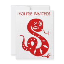 CHINESE ZODIAC PAPERCUT SNAKE ILLUSTRATED SHIRT CUSTOM INVITES