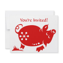 CHINESE ZODIAC PIG PAPERCUT ILLUSTRATION ANNOUNCEMENT