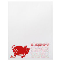 CHINESE ZODIAC PIG PAPERCUT ILLUSTRATION LETTERHEAD TEMPLATE