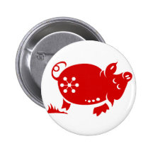 CHINESE ZODIAC PIG PAPERCUT ILLUSTRATION PIN