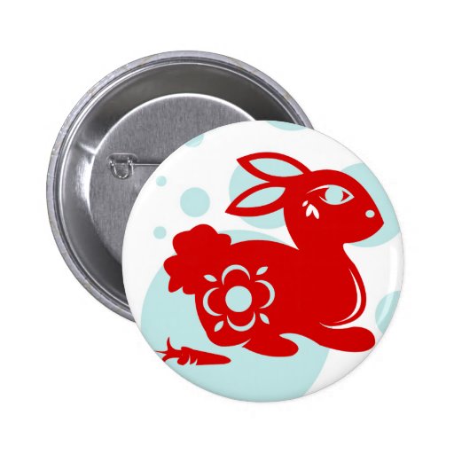 CHINESE ZODIAC RABBIT PAPERCUT ILLUSTRATION PINS