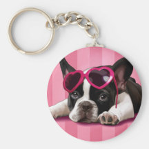 Chiot de bouledogue français porte-clef