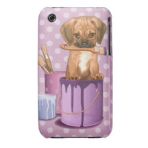Chiot de Puggle dans le pot de peinture Coques iPhone 3