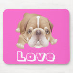 Chiot Mousepad rose graphique de bouledogue d'amou Tapis De Souris