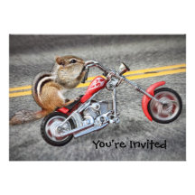 Chipmunk Biker Riding a Motorcycle Invites