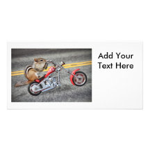 Chipmunk Biker Riding a Motorcycle Photo Card Template