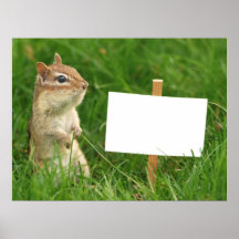 chipmunk with blank sign print