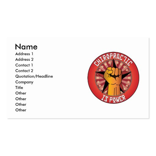 Chiropractic Is Power Business Card Templates