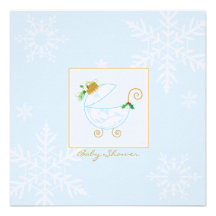 Chirstmas Bulb Carriage Baby Shower Invitation