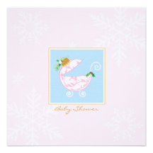 Chirstmas Bulb Carriage Baby Shower Invitation
