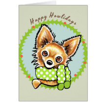 Chiwawa aux cheveux longs Howlidays heureux Carte De Vœux