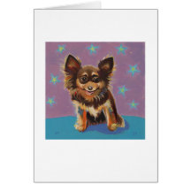Chiwawa - peinture originale mignonne colorée d'am carte