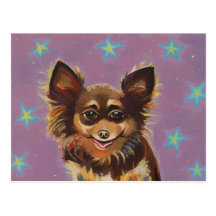 Chiwawa - peinture originale mignonne colorée d'am carte postale