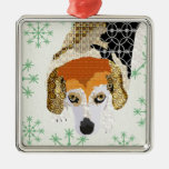 Chloe (Beagle)  Green Snowflake Christmas Ornament
