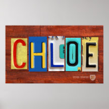 CHLOE License Plate Lettering Name Sign Poster