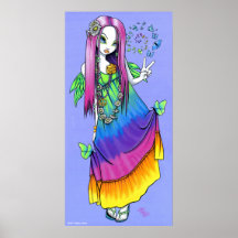 "Chloe" Rainbow Peace Hippie Fairy Poster