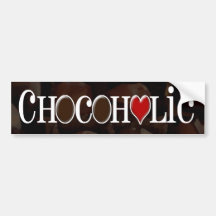 Chocoholic, Dark Brown and Red Heart Funny Design Bumper Stickers