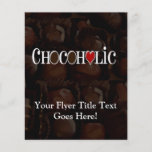 Chocoholic, Dark Brown and Red Heart Funny Design Flyer