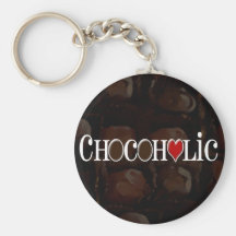 Chocoholic, Dark Brown and Red Heart Funny Design Key Chains