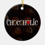 Chocoholic, Dark Brown and Red Heart Funny Design ornaments