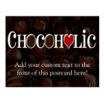 Chocoholic, Dark Brown and Red Heart Funny Design Postcard
