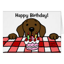 Chocolat Labrador vous observant anniversaire Cartes De Vœux