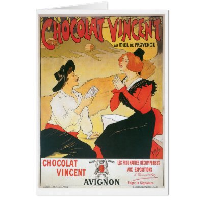 Chocolat Vincent Vintage Food Ad Art Greeting Cards by redwingshoppe