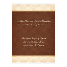 Chocolate and Cream Wedding Reception Card Personalized Invitation