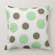 Chocolate and Mint Circles on White MOJO Pillow