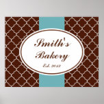 Chocolate Aqua Business Sign Print