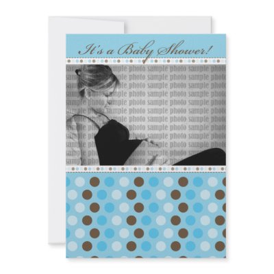 Chocolate Blue Dots Baby Shower Invitation by BeezKneez