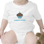 Chocolate Brown and Blue Birthday Cupcake Shirt