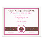 Chocolate Brown and Pink Cupcake Themed Invitation