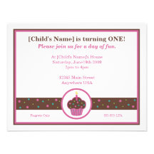 Chocolate Brown and Pink Cupcake Themed Invitation