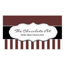 Chocolate Brown and White Striped Business Cards