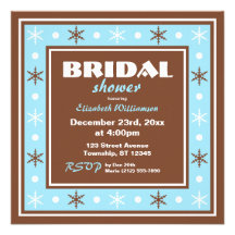 Chocolate Brown & Blue Bridal Shower Invitations