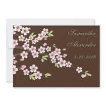 Chocolate Brown Cherry Blossom Wedding Invitation