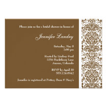 Chocolate Brown Damask Bridal Shower Invitation invitations