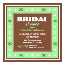 Chocolate Brown & Green Bridal Shower Invitations