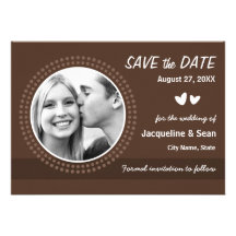 Chocolate brown photo save the date announcement