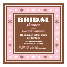 Chocolate Brown & Pink Bridal Shower Invitations