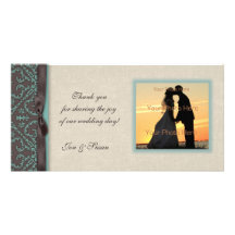 Chocolate Brown Turquoise Photo Card