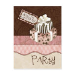 Chocolate Cake Birthday Party Invitation Postcard