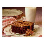 Chocolate cake square postcard