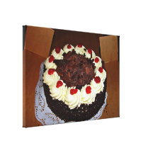 Chocolate cake with cream stretched canvas print