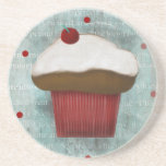 Chocolate cherry cupcake coaster
