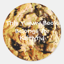 Chocolate Chip Cookie Book Label Round Stickers