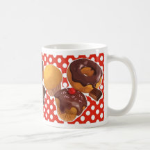 Chocolate cupcake and doughnut coffee mug
